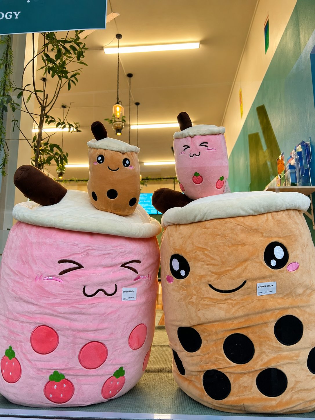 Fun character bubble tea cups made at Teaology